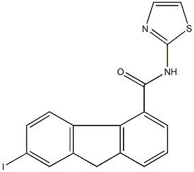 7-iodo-N-(1,3-thiazol-2-yl)-9H-fluorene-4-carboxamide 结构式