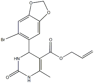 allyl 4-(6-bromo-1,3-benzodioxol-5-yl)-6-methyl-2-oxo-1,2,3,4-tetrahydro-5-pyrimidinecarboxylate 结构式