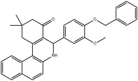 5-[4-(benzyloxy)-3-methoxyphenyl]-2,2-dimethyl-2,3,5,6-tetrahydrobenzo[a]phenanthridin-4(1H)-one 结构式