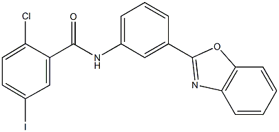 N-[3-(1,3-benzoxazol-2-yl)phenyl]-2-chloro-5-iodobenzamide 结构式