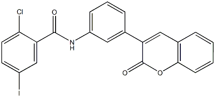 2-chloro-5-iodo-N-[3-(2-oxo-2H-chromen-3-yl)phenyl]benzamide 结构式