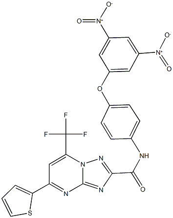 N-(4-{3,5-bisnitrophenoxy}phenyl)-5-(2-thienyl)-7-(trifluoromethyl)[1,2,4]triazolo[1,5-a]pyrimidine-2-carboxamide 结构式