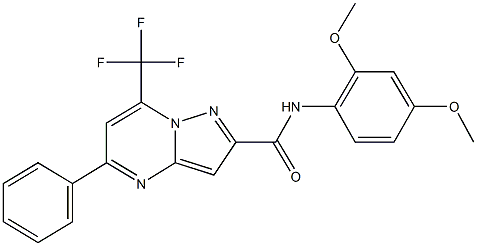 N-(2,4-dimethoxyphenyl)-5-phenyl-7-(trifluoromethyl)pyrazolo[1,5-a]pyrimidine-2-carboxamide 结构式