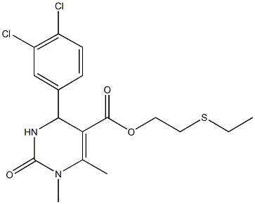 2-(ethylsulfanyl)ethyl 4-(3,4-dichlorophenyl)-1,6-dimethyl-2-oxo-1,2,3,4-tetrahydro-5-pyrimidinecarboxylate 结构式