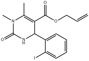 allyl 4-(2-iodophenyl)-1,6-dimethyl-2-oxo-1,2,3,4-tetrahydro-5-pyrimidinecarboxylate 结构式