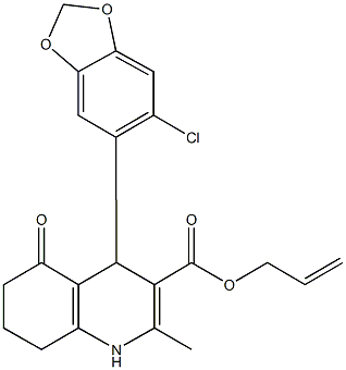 allyl 4-(6-chloro-1,3-benzodioxol-5-yl)-2-methyl-5-oxo-1,4,5,6,7,8-hexahydro-3-quinolinecarboxylate 结构式