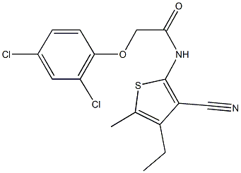 N-(3-cyano-4-ethyl-5-methyl-2-thienyl)-2-(2,4-dichlorophenoxy)acetamide 结构式