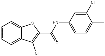 3-chloro-N-(3-chloro-4-methylphenyl)-1-benzothiophene-2-carboxamide 结构式