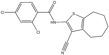2,4-dichloro-N-(3-cyano-5,6,7,8-tetrahydro-4H-cyclohepta[b]thien-2-yl)benzamide 结构式