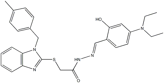 N'-[4-(diethylamino)-2-hydroxybenzylidene]-2-{[1-(4-methylbenzyl)-1H-benzimidazol-2-yl]sulfanyl}acetohydrazide 结构式