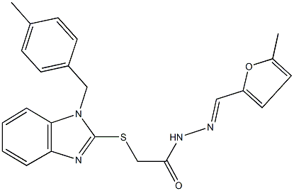 2-{[1-(4-methylbenzyl)-1H-benzimidazol-2-yl]sulfanyl}-N'-[(5-methyl-2-furyl)methylene]acetohydrazide 结构式