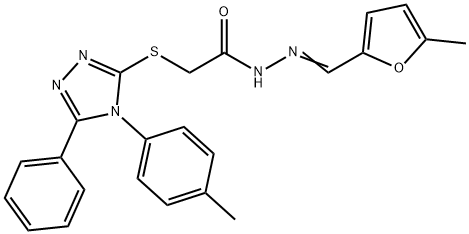 N'-[(5-methyl-2-furyl)methylene]-2-{[4-(4-methylphenyl)-5-phenyl-4H-1,2,4-triazol-3-yl]sulfanyl}acetohydrazide 结构式