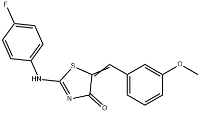 2-(4-fluoroanilino)-5-(3-methoxybenzylidene)-1,3-thiazol-4(5H)-one 结构式