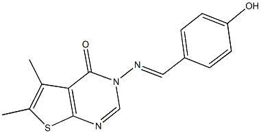 3-[(4-hydroxybenzylidene)amino]-5,6-dimethylthieno[2,3-d]pyrimidin-4(3H)-one 结构式