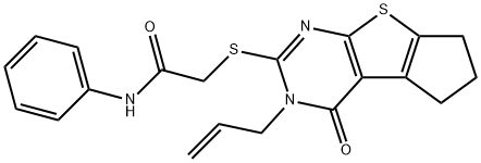 2-[(3-allyl-4-oxo-3,5,6,7-tetrahydro-4H-cyclopenta[4,5]thieno[2,3-d]pyrimidin-2-yl)sulfanyl]-N-phenylacetamide 结构式