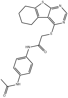 N-[4-(acetylamino)phenyl]-2-(5,6,7,8-tetrahydro[1]benzothieno[2,3-d]pyrimidin-4-ylsulfanyl)acetamide 结构式