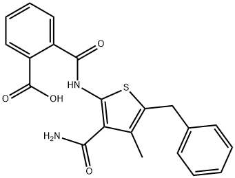 2-({[3-(aminocarbonyl)-5-benzyl-4-methyl-2-thienyl]amino}carbonyl)benzoic acid 结构式