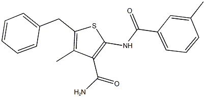 5-benzyl-4-methyl-2-[(3-methylbenzoyl)amino]-3-thiophenecarboxamide 结构式