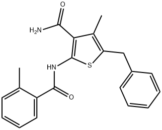 5-benzyl-4-methyl-2-[(2-methylbenzoyl)amino]-3-thiophenecarboxamide 结构式