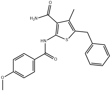 5-benzyl-2-[(4-methoxybenzoyl)amino]-4-methyl-3-thiophenecarboxamide 结构式