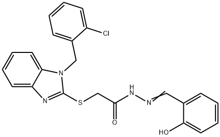 2-{[1-(2-chlorobenzyl)-1H-benzimidazol-2-yl]sulfanyl}-N'-(2-hydroxybenzylidene)acetohydrazide 结构式