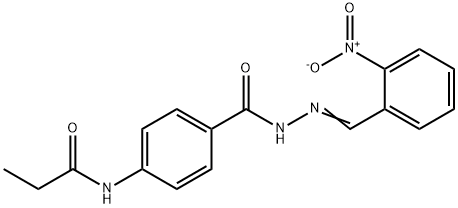 N-{4-[(2-{2-nitrobenzylidene}hydrazino)carbonyl]phenyl}propanamide 结构式