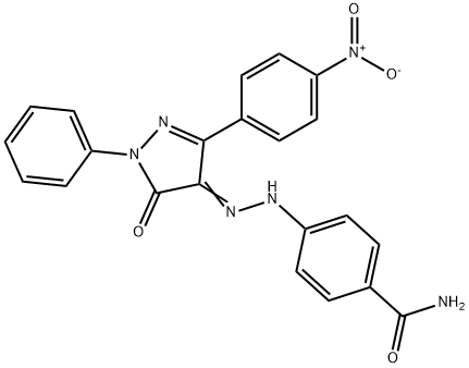 4-[2-(3-{4-nitrophenyl}-5-oxo-1-phenyl-1,5-dihydro-4H-pyrazol-4-ylidene)hydrazino]benzamide 结构式