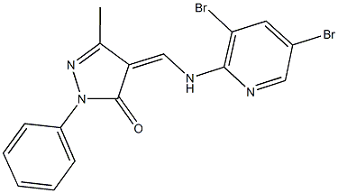 4-{[(3,5-dibromo-2-pyridinyl)amino]methylene}-5-methyl-2-phenyl-2,4-dihydro-3H-pyrazol-3-one 结构式