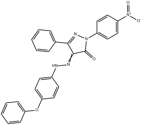 1-{4-nitrophenyl}-3-phenyl-1H-pyrazole-4,5-dione 4-[(4-phenoxyphenyl)hydrazone] 结构式