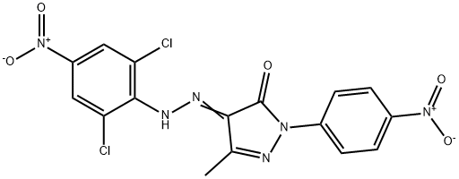 1-{4-nitrophenyl}-3-methyl-1H-pyrazole-4,5-dione 4-({2,6-dichloro-4-nitrophenyl}hydrazone) 结构式