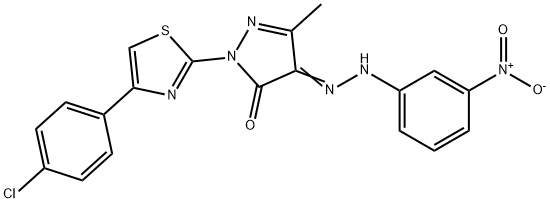 1-[4-(4-chlorophenyl)-1,3-thiazol-2-yl]-3-methyl-1H-pyrazole-4,5-dione 4-({3-nitrophenyl}hydrazone) 结构式