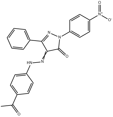 1-{4-nitrophenyl}-3-phenyl-1H-pyrazole-4,5-dione 4-[(4-acetylphenyl)hydrazone] 结构式