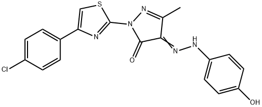 1-[4-(4-chlorophenyl)-1,3-thiazol-2-yl]-3-methyl-1H-pyrazole-4,5-dione 4-[(4-hydroxyphenyl)hydrazone] 结构式