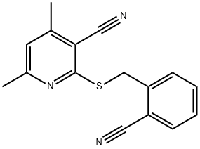 2-[(2-cyanobenzyl)sulfanyl]-4,6-dimethylnicotinonitrile 结构式