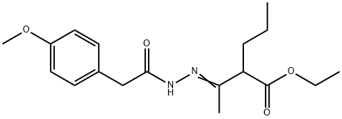 ethyl 2-{N-[(4-methoxyphenyl)acetyl]ethanehydrazonoyl}pentanoate 结构式