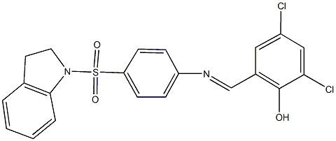 2,4-dichloro-6-({[4-(2,3-dihydro-1H-indol-1-ylsulfonyl)phenyl]imino}methyl)phenol 结构式