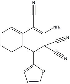 2-amino-4-(2-furyl)-4a,5,6,7-tetrahydro-1,3,3(4H)-naphthalenetricarbonitrile 结构式