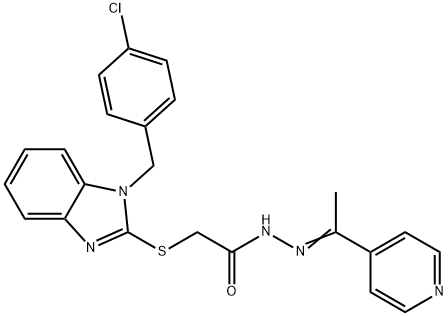 2-{[1-(4-chlorobenzyl)-1H-benzimidazol-2-yl]sulfanyl}-N'-[1-(4-pyridinyl)ethylidene]acetohydrazide 结构式