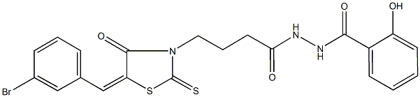 N'-{4-[5-(3-bromobenzylidene)-4-oxo-2-thioxo-1,3-thiazolidin-3-yl]butanoyl}-2-hydroxybenzohydrazide 结构式