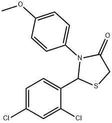 2-(2,4-dichlorophenyl)-3-(4-methoxyphenyl)-1,3-thiazolidin-4-one 结构式