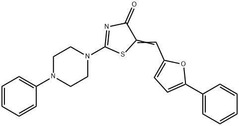 5-[(5-phenyl-2-furyl)methylene]-2-(4-phenyl-1-piperazinyl)-1,3-thiazol-4(5H)-one 结构式