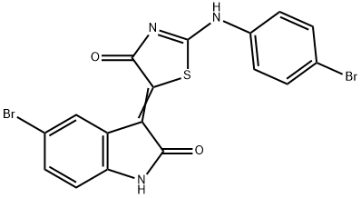 5-bromo-3-{2-[(4-bromophenyl)imino]-4-oxo-1,3-thiazolidin-5-ylidene}-1,3-dihydro-2H-indol-2-one 结构式