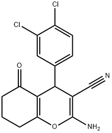 2-amino-4-(3,4-dichlorophenyl)-5-oxo-5,6,7,8-tetrahydro-4H-chromene-3-carbonitrile 结构式