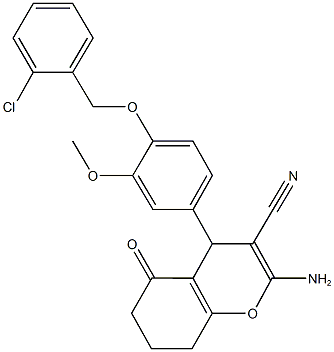 2-amino-4-{4-[(2-chlorobenzyl)oxy]-3-methoxyphenyl}-5-oxo-5,6,7,8-tetrahydro-4H-chromene-3-carbonitrile 结构式