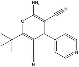 2-amino-6-tert-butyl-4-pyridin-4-yl-4H-pyran-3,5-dicarbonitrile 结构式