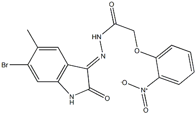 N'-(6-bromo-5-methyl-2-oxo-1,2-dihydro-3H-indol-3-ylidene)-2-{2-nitrophenoxy}acetohydrazide 结构式