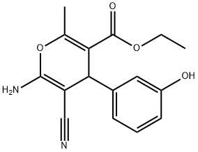 ethyl 6-amino-5-cyano-4-(3-hydroxyphenyl)-2-methyl-4H-pyran-3-carboxylate 结构式