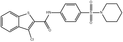 3-chloro-N-[4-(1-piperidinylsulfonyl)phenyl]-1-benzothiophene-2-carboxamide 结构式