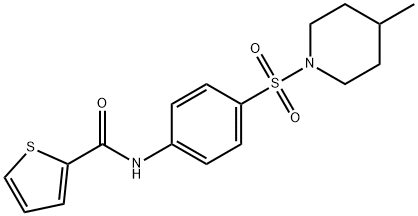N-{4-[(4-methyl-1-piperidinyl)sulfonyl]phenyl}-2-thiophenecarboxamide 结构式