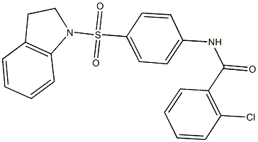 2-chloro-N-[4-(2,3-dihydro-1H-indol-1-ylsulfonyl)phenyl]benzamide 结构式